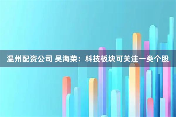 温州配资公司 吴海荣：科技板块可关注一类个股